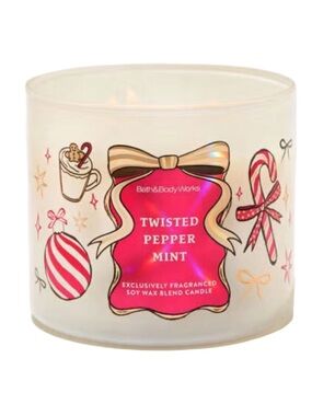 Bath & Body Works NEW Twisted Peppermint Three Wick Candle, 14.5 Oz